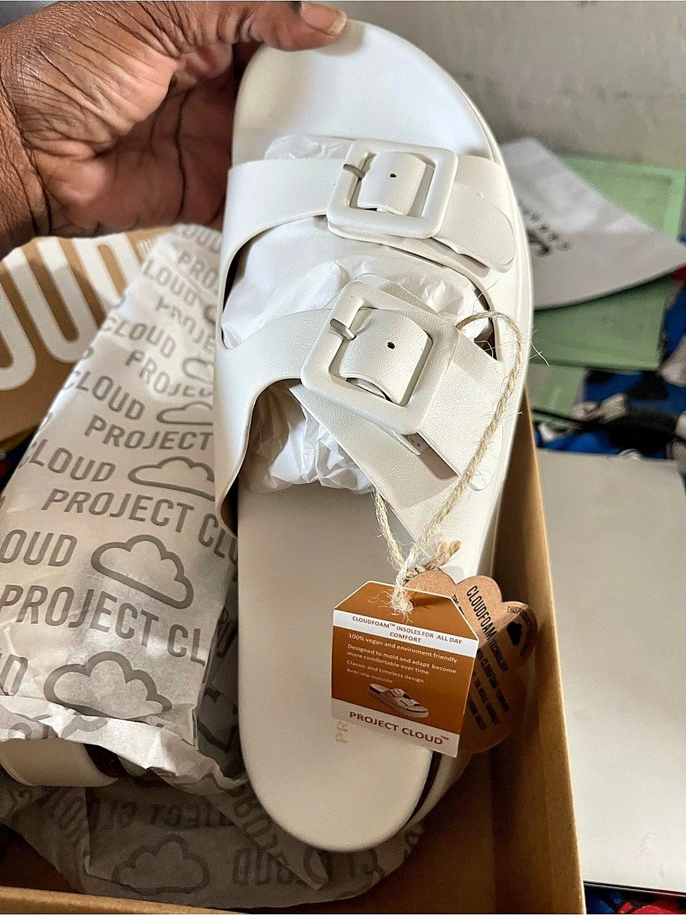 Project Cloud Platform Buckle Sandals in White US 10 NWT